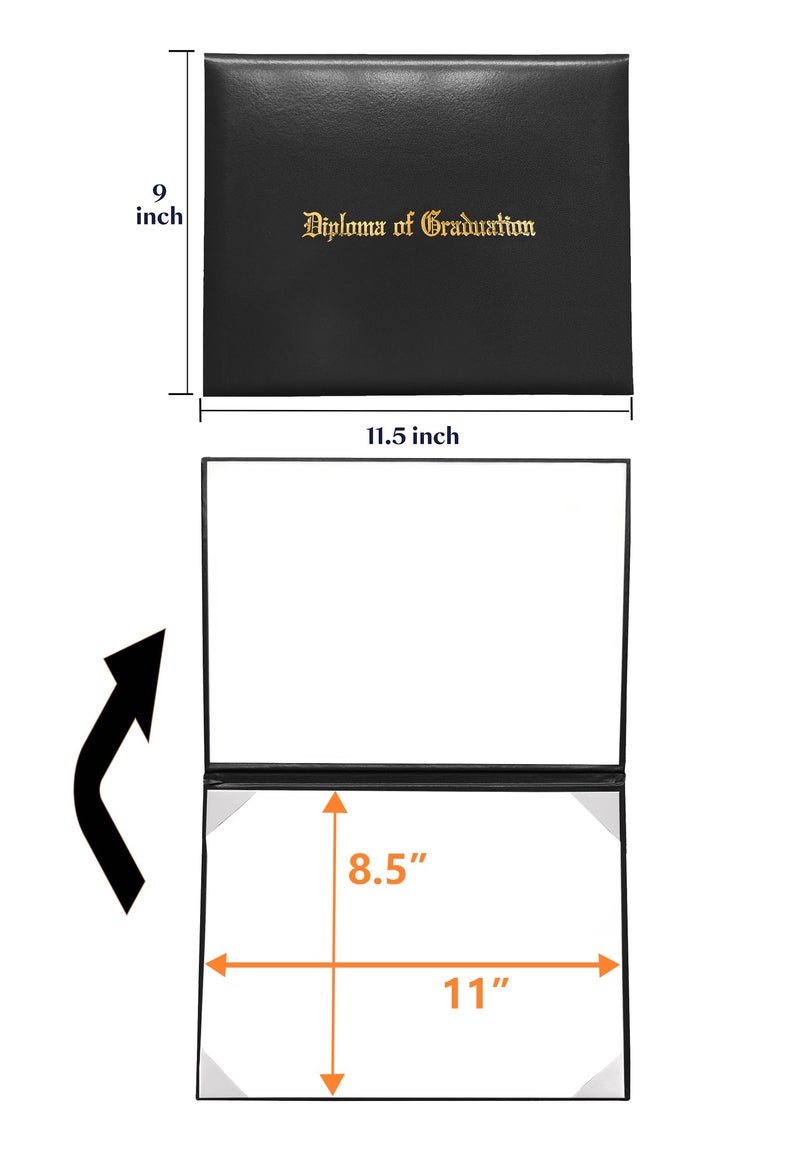 Gradplaza Diploma Cover for Certificate 8.5"x 11" Imprinted â€œDiploma of Graduationâ€ Black Diploma Holder Smooth for High School,University - Image 4